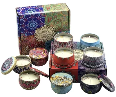 Image de Coffret de 4 bougies parfumées à la cire de soja pour l'aromathérapie