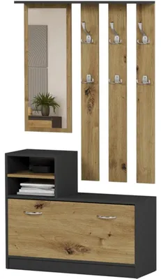 Produktbild von Garderobe - Anthrazit / Eiche Artisan - 90 x 30 x 160 cm - Modern V-1