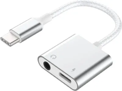 Produktbild von Force Power, 2-in-1 Adapter USB-C auf Klinke/USB-C verstärkt, Weiß