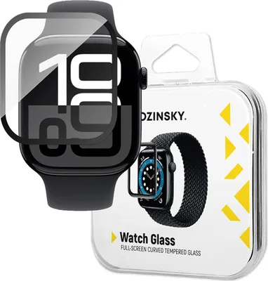 Zdjęcie produktu dla Szkło hartowane Wozinsky Full Glue z czarną ramką do Apple Watch Series 10 46mm (2 szt.)