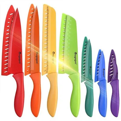 Produktbild von Famanu Küchenmesserset 7-teilig - Edelstahl, farbenfroh, spülmaschinenfest
