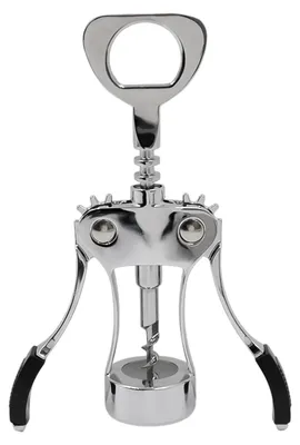 2-in-1 Flaschenöffner, Wing Korkenzieher, Metall, Silber