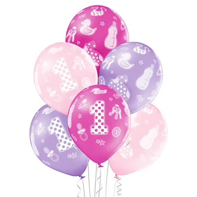Produktbild von Luftballon Ø30cm "1st Birthday Girl"| 6 Stk.