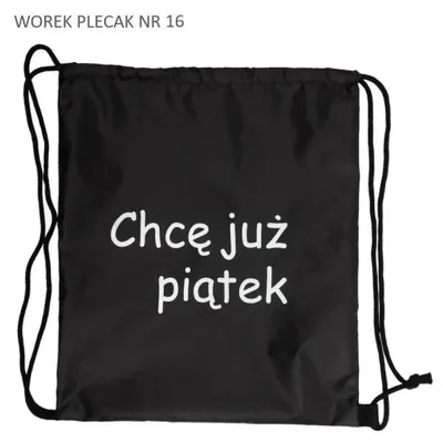 Zdjęcie produktu dla Worek plecak czarny Chcę już piątek - Pajacyk