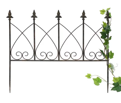 Produktbild von DanDiBo Rankhilfe Metall Blumengitter 60 cm Freistehend Rankgitter 96015 Steckzaun Kletterhilfe Stab Rost Imitat