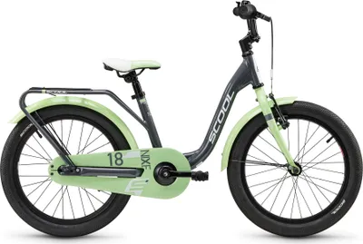 Produktbild von S'COOL niXe 18 palcov 1-rýchlostný Dark Grey/Pastel Green| 18-palcový bicykel pre deti a mládež | bicykel s ergonomickým sedadlom | detský bicykel