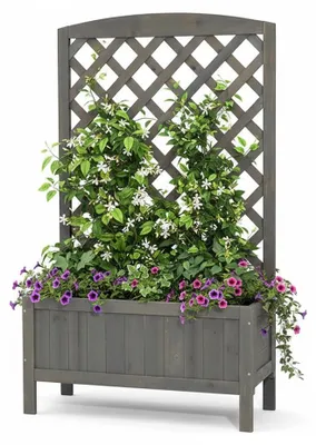 Immagine prodotto di Mucola traliccio con fioriera cassetta per fiori a traliccio cassetta per arrampicata in legno arco di rose telaio a traliccio fioriera a traliccio - grigio