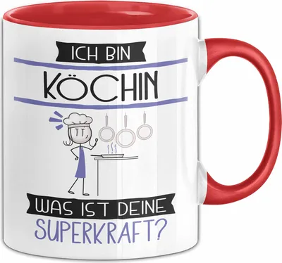 Produktbild von Köchin Geschenk Tasse Ich Bin Köchin Was Ist Deine Superkraft Geschenkidee Lustig Geburtstag Weihnachten (Rot)