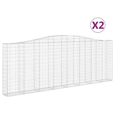 Produktbild von Gabionen mit Hochbogen 2 Stk. 400x30x140/160cm Verzinktes Eisen