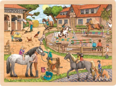 Produktbild von Goki Einlegepuzzle Reiterhof 96 Teile, 96 Stück(e), Landschaft, 3 Jahr(e)