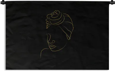 Produktbild von MuchoWow® Wandteppich Wandbehang Frau - Kopftuch - Gold - Schwarz 120x80 cm Tapisserie Dekoration Wandtuch - Wanddekorationen - Wandtücher