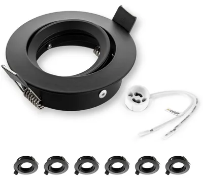 Produktbild von 6x Einbau Strahler Rahmen schwarz schwenkbar Decke LED Halogen Leuchten SEBSON