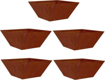 Produktbild von Garten-Pflanzgefäß 5 pcs Rostig 35 x 35 x 15 cm Wetterfeststahl