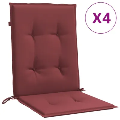 Imagen del producto de Cojines para silla, respaldo bajo, 4 unidades, color melange burdeos, 100x50x4 cm