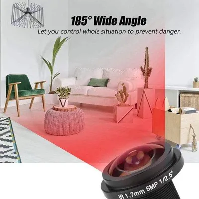 Productafbeelding van Visgraat beveiligingslens, 5MP HD, 1,7 mm focus, 185 graden, CCTV-lens voor visgraat bewakingscamera, M12 aansluiting