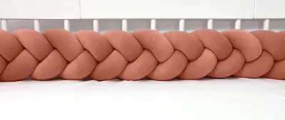 Produktbild von Bettschlange geflochten Velours 400 cm – Bronze | Bettumrandung Babybett Nestchen | Letino