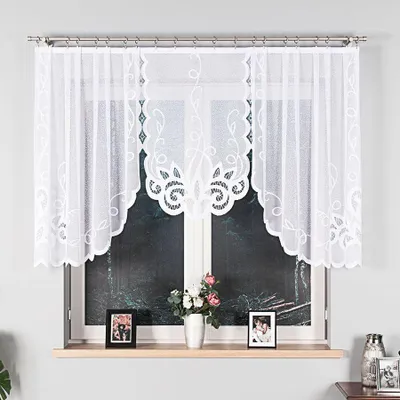 Produktbild von EWELINA - Fertiggardine aus Jacquard mit Schnitt unten - 300x120 cm - weiß
