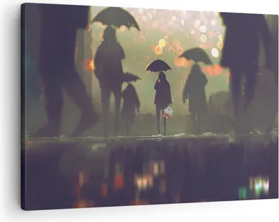 Produktbild von Bild auf Leinwand - Leinwandbild - Straße Regen Wasser - 70x50cm - Wand Bild - Wanddeko - Wandbilder - Leinwanddruck - Bilder - Kunstdruck - Wanddekoration - Leinwand bilder - Wandkunst - AA70x50-3885