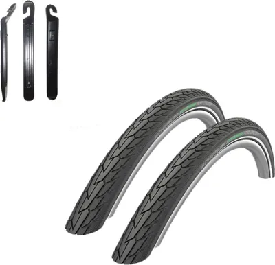 Produktbild von 2 x Schwalbe Road Cruiser Fahrradreifen Schwarz 47-559 (26 x 1,75) inkl. Reifenheber