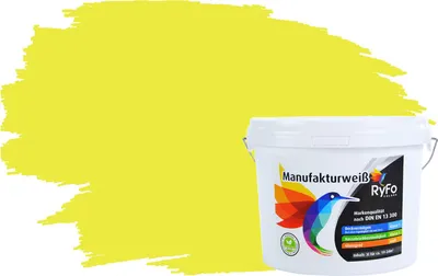Produktbild von RyFo Colors Bunte Wandfarbe Manufakturweiß Schwefelgelb 3l - weitere Grau Farbtöne und Größen erhältlich, Deckkraft Klasse 1, Nassabrieb Klasse 1