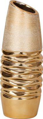 Moderne Dekovase Blumenvase Tischvase Vase aus Keramik gold 10x28 cm