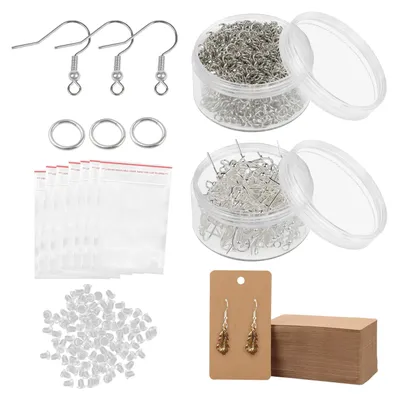 Produktbild von HANDI STITCH Schmuck Selber Machen Ohrringe Selber Machen Set mit Ösen, Haken, Ohrring Stecker Verschluss, Kärtchen und Tüten (900-Teilig) – Ohrring