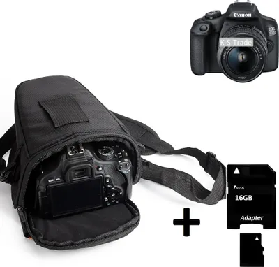 Produktbild von K-S-Trade Schultertasche kompatibel mit Canon EOS 2000D Colt Kameratasche für Systemkameras DSLR DSLM SLR, Bridge etc., + 16GB Speicherkarte