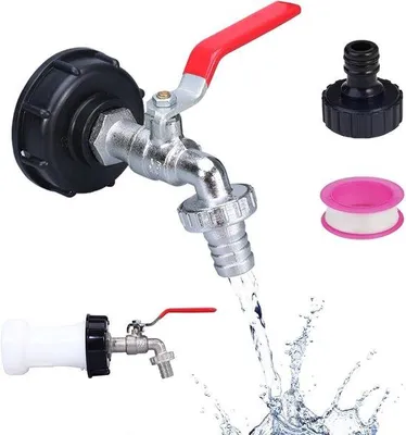 Image de Accessoires pour réservoirs IBC - Réservoir d'eau de 1 000 litres - Robinet de vidange et adaptateur de raccordement
