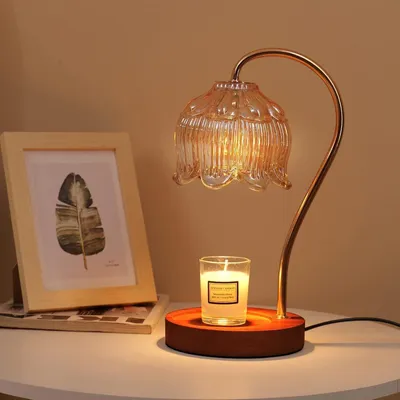 Productafbeelding van Lamp voor het verwarmen van kaarsen met dimmer - Elektrische kaarslamp met timer voor geurkaarsen met 2 lampen