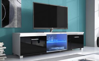 Skraut Home - Möbel, TV-Schrank, Fernsehtisch,  LED, Wohnzimmer, in den Farben Weiß oder Schwarz glänzend lackiert. Maßnahmen: 150 x 40 x 42 x 42 cm
