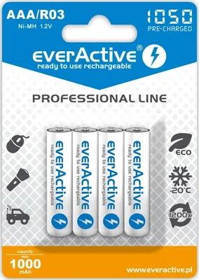 Obrázek produktu pro everActive PROFESSIONAL LINE R03/AAA, Dobíjecí Ni-MH 1050 mAh baterie, 4ks