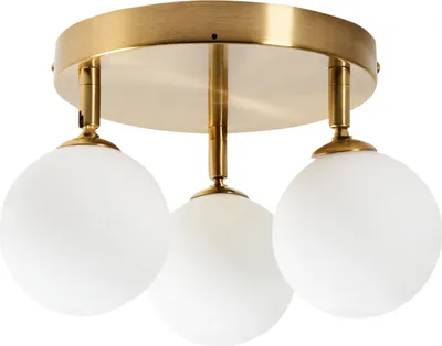 Produktbild von BELIANI Deckenleuchte Messing u. Weiß aus Glas Rund 3 Kugel Schirme 3-Flammig Glamourös Eleganter Stil Modernes Design für Wohnzimmer Schlafzimmer Flur