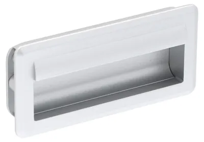 Imagen del producto de Manija empotrada de zamak. Distancia entre agujeros: 96 mm. Aluminio mate lacado