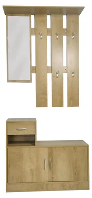 Produktbild von Garderobe Thekla, Garderobenpaneel mit Spiegel (90x116x22cm) und Schrank (90x75x24cm)