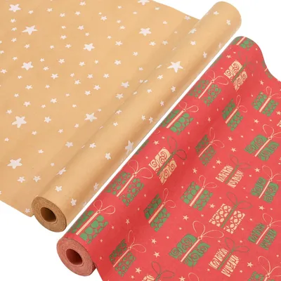 Produktbild von Omgoods – Set aus 2 Geschenkpapierrollen für Weihnachten, 43 cm x 15 m