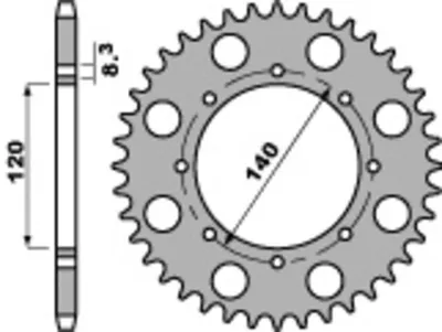 Immagine prodotto di Pignone posteriore in acciaio standard PBR 491 - 520