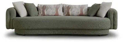Immagine prodotto di Moderno divano a 3 posti in verde naturale. Elegante divano con set di cuscini
