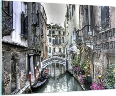 Produktbild von Bilder auf glas - Venedig Brücke Wasser - 100x70cm - Glasbilder - Wandbilder - Kunstdruck - zum Aufhängen bereit - Wanddekoration aus Glas - Glas Bilder - Wandbild auf Glas - GAA100x70-3522