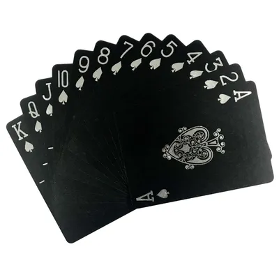 Produktbild von Wasserfeste Premium Plastik Spielkarten 54 Blatt Schwarz | Profi Pokerkarten | Kunststoff Poker Skat Karten | Playing Cards