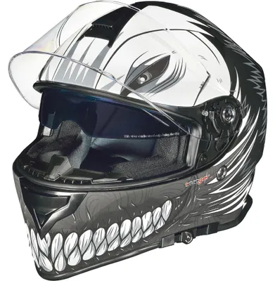 Produktbild von rueger Integralhelm Motorradhelm Kinder Motorrad Integral Bobber Sturz Helm Pinlock Black Hollow L (59-60)