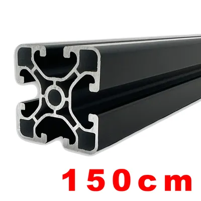 Produktbild von Alu Nutenprofil 40x40 mm Nut 8 Länge 1500 mm schwarz eloxiert E6/C35  - ultraleicht Alu Nut Aluminium Profil Nutprofil Alunut - 150 cm