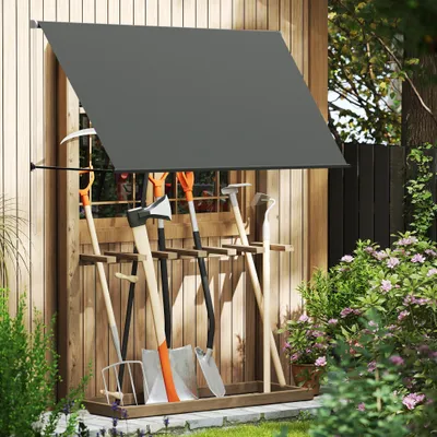 Produktbild von YZNAHRE Fallarmmarkise Markise 350 x 145 cm Balkon Markise mit Kordel, Einziehbar Klemmmarkise Alu Stützstange Balkonmarkise Sonnenmarkise Sonnenschutz für Fenster Terrasse Balkon, Anthrazit