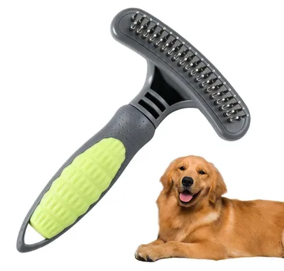 Imagen del producto de Cepillo desenredante para perros y gatos, con doble hilera, 39 dientes, cepillo para el pelo subyacente, ideal para el cuidado del pelaje
