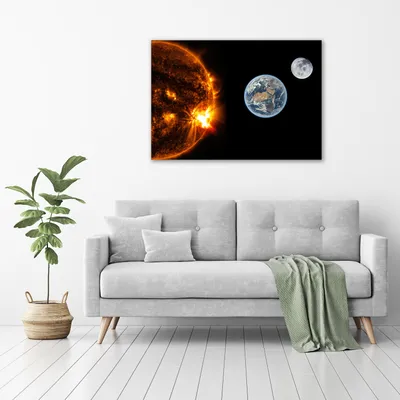 Produktbild von Tulup® Glas-Bild - 100 x 70 - Wandbild aus Glas - Wandkunst - Wandbild hinter gehärtetem Sicherheitsglas - Weltall & Science-Fiction - Sonnensystem - Orange