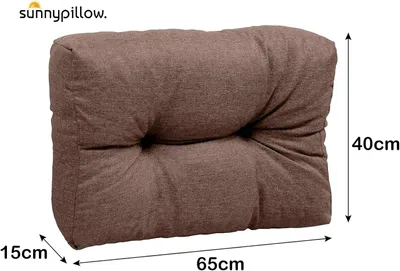 Produktbild von sunnypillow Palettenkissen für Gartenmöbel - Rückenkissen 65 x 40 cm - Rückenpolster für Bett und Sofa - Palettenpolster für Palettenmöbel - Gesteppte Gartenkissen - Rückenlehne, Seitenkissen Braun