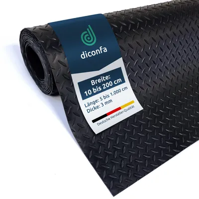 Image de Tapis en caoutchouc antidérapant, motif diamant, épaisseur 3 mm - Revêtement en caoutchouc antidérapant vendu au mètre