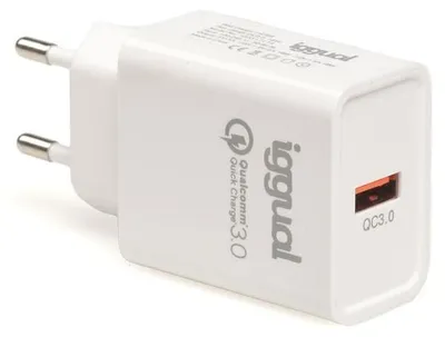 Imagen del producto de iggual Cargador 1xUSB carga rápida QC3.0 18W