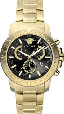 Zdjęcie produktu dla Versace VE2E00921 New Chrono czarny złoty zegarek męski ze stali nierdzewnej NOWOŚĆ
