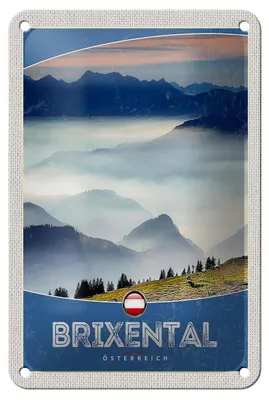 Produktbild von Blechschild Reise 12x18cm Brixental Österreich Himmel Wälder Schild
