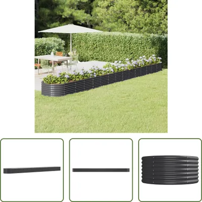 Produktbild von The Living Store Hochbeet Pulverbeschichteter Stahl 620x80x36 cm Anthrazit
